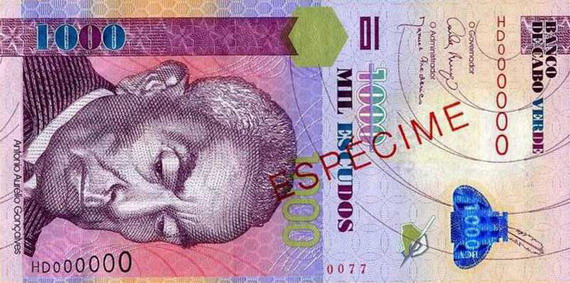 Лицевая сторона 1000 эскудо Кабо-Верде Лицевая сторона 1000 эскудо Кабо-Верде