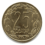 Реверс 25 франков КФА (Центрально-Африканская Республика)