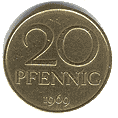 Реверс 20 пфеннигов Германии (ГДР)