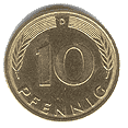 Реверс 10 пфеннигов Германии (ФРГ)