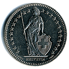 Аверс 2 франка Швейцарии