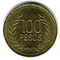 Реверс 100 песо Колумбии