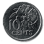 Реверс 10 центов Тринидада и Тобаго