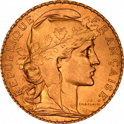 20 золотых французских франков (1908 год)