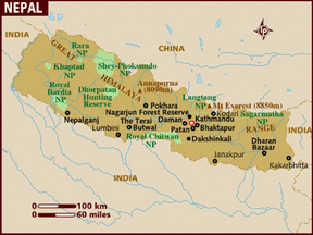 Карта Непал Карта Непал